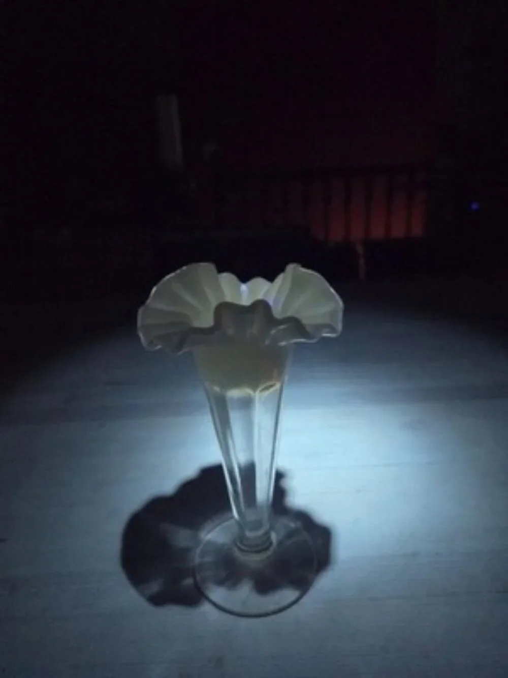 Vintage 1930s Jefferson Glass Opalescent Ruffled Rim Bud Vase Fenton Style